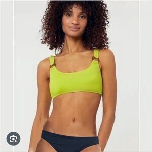 Michael Kors Bikini Lime Green Navy gold accents classic size s full coverage